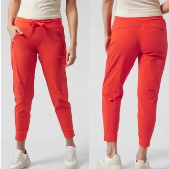 Athleta Trekkie North Jogger Pant Hiking Mountain Neon Orange Size 8 - Picture 1 of 16